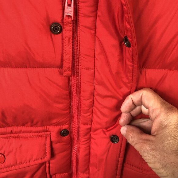 Hollister Vest Mens Small Red Black Hooded Puffer Quilted Snap Front Pockets Y2K - Picture 11 of 16